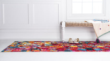 Multicolor 2' x 6' 1 Lyon Runner Area Rug Vivid Colorful Abstract Modern 100% Polypropylene Carpet for Living Room, Dining, Office for Sale at Rug Engine