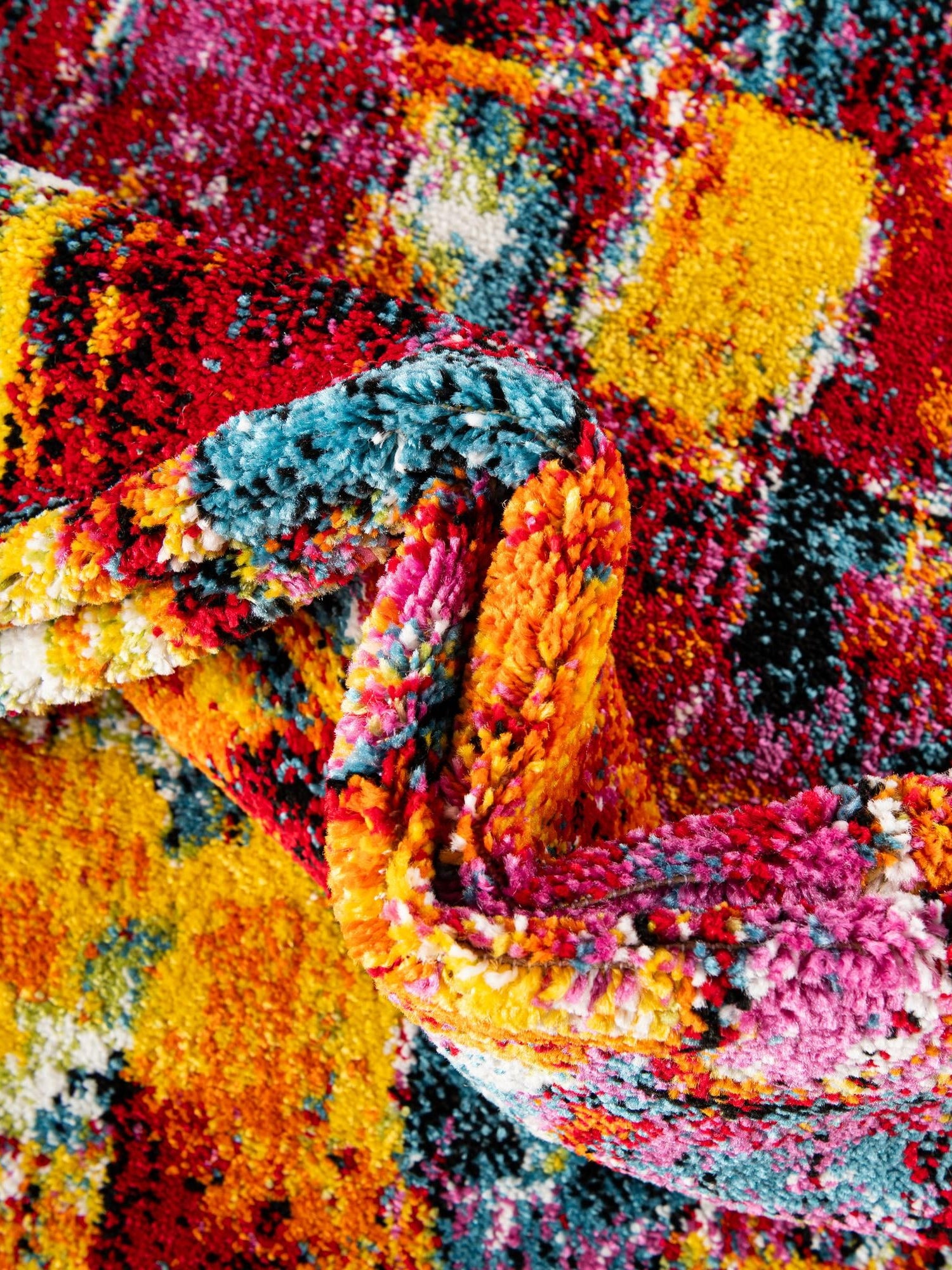 Multicolor 2' x 6' 1 Lyon Runner Area Rug Vivid Colorful Abstract Modern 100% Polypropylene Carpet for Living Room, Dining, Office for Sale at Rug Engine