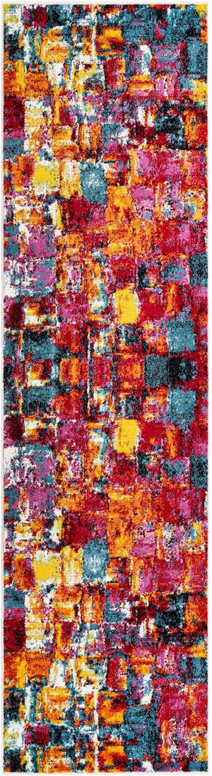 Multicolor 2' 7 x 10' Lyon Runner Area Rug Vivid Colorful Abstract Modern 100% Polypropylene Carpet for Living Room, Dining, Office for Sale at Rug Engine