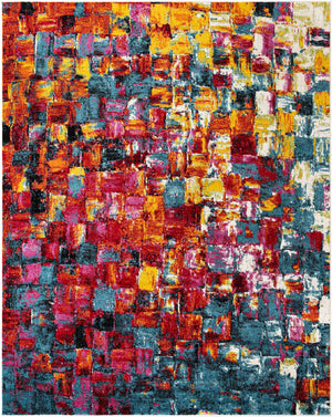 Multicolor 8' x 10' Lyon Rectangle Area Rug Vivid Colorful Abstract Modern 100% Polypropylene Carpet for Living Room, Dining, Office for Sale at Rug Engine