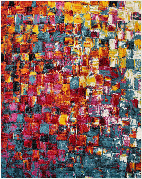 Multicolor 8' x 10' Lyon Rectangle Area Rug Vivid Colorful Abstract Modern 100% Polypropylene Carpet for Living Room, Dining, Office for Sale at Rug Engine