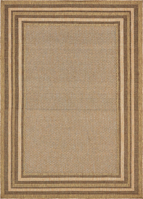 Light Brown 8' x 11' 4 Outdoor Border Rectangle Rug
