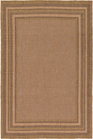 Light Brown 7' x 10' Outdoor Border Rectangle Rug