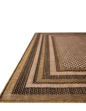 Light Brown 6' x 6' Outdoor Border Square Area Rug Weather Resistant for Patio, Deck, Terrace, Balcony, Porch 100% Polypropylene Classic Bordered Carpet for Sale at Rug Engine