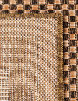 Light Brown 6' x 6' Outdoor Border Square Area Rug Weather Resistant for Patio, Deck, Terrace, Balcony, Porch 100% Polypropylene Classic Bordered Carpet for Sale at Rug Engine