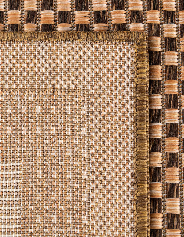 Light Brown 6' x 6' Outdoor Border Square Area Rug Weather Resistant for Patio, Deck, Terrace, Balcony, Porch 100% Polypropylene Classic Bordered Carpet for Sale at Rug Engine