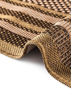 Light Brown 6' x 6' Outdoor Border Square Area Rug Weather Resistant for Patio, Deck, Terrace, Balcony, Porch 100% Polypropylene Classic Bordered Carpet for Sale at Rug Engine