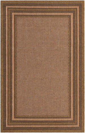 Light Brown 5' 3 x 8' Outdoor Border Rectangle Area Rug Weather Resistant for Patio, Deck, Terrace, Balcony, Porch 100% Polypropylene Classic Bordered Carpet for Sale at Rug Engine