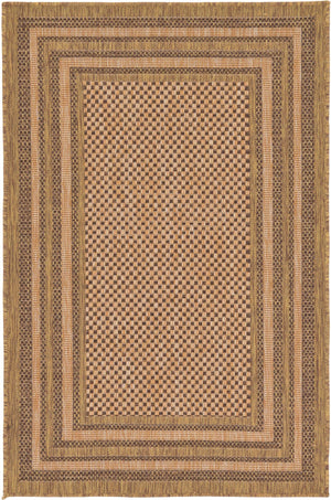 Light Brown 3' 3 x 5' Outdoor Border Rectangle Rug