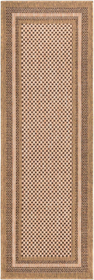 Light Brown 2' 2 x 6' Outdoor Border Runner Rug