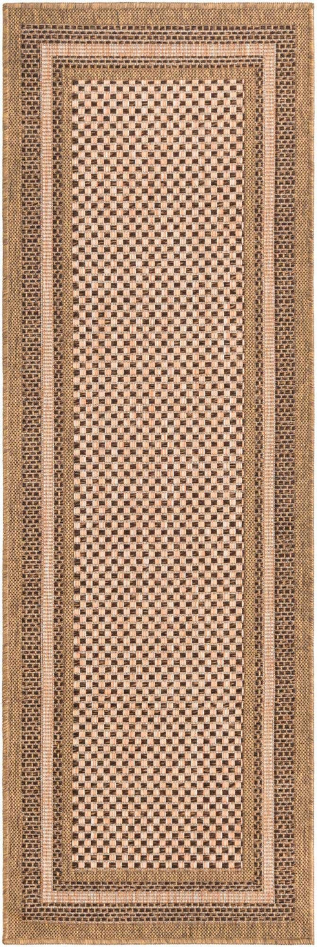 Light Brown 2' 2 x 6' Outdoor Border Runner Rug