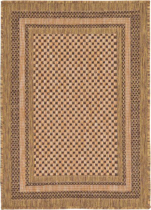 Light Brown 2' 2 x 3' Outdoor Border Rectangle Rug