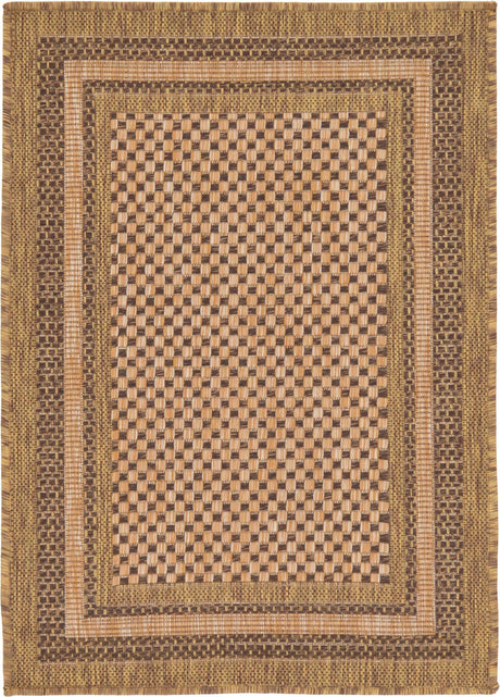 Light Brown 2' 2 x 3' Outdoor Border Rectangle Rug
