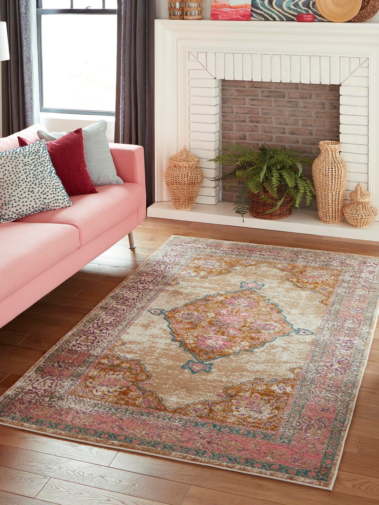 Beige 7' 1 x 10' Aurora Rectangle Area Rug 60% Polypropylene & 40% Polyester Living Dining Room Bedroom Office Modern Decor Carpet for Sale at Rug Engine