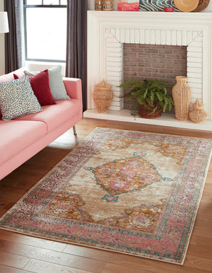 Beige 7' 1 x 10' Aurora Rectangle Area Rug 60% Polypropylene & 40% Polyester Living Dining Room Bedroom Office Modern Decor Carpet for Sale at Rug Engine