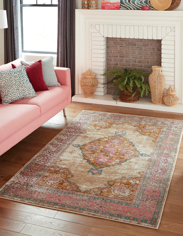 Beige 5' 1 x 8' Aurora Rectangle Area Rug 60% Polypropylene & 40% Polyester Living Dining Room Bedroom Office Modern Decor Carpet for Sale at Rug Engine