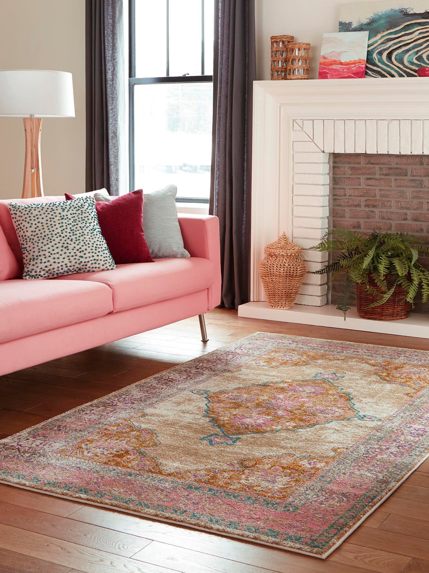 Beige 7' 1 x 10' Aurora Rectangle Area Rug 60% Polypropylene & 40% Polyester Living Dining Room Bedroom Office Modern Decor Carpet for Sale at Rug Engine