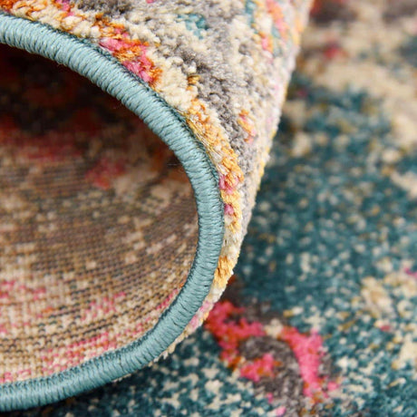 Blue 6' 1 x 6' 1 Aurora Round Area Rug 60% Polypropylene & 40% Polyester Living Dining Room Bedroom Office Modern Decor Carpet for Sale at Rug Engine