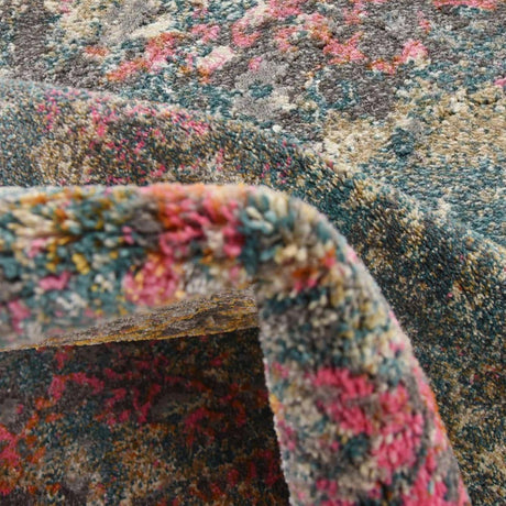 Blue 6' 1 x 6' 1 Aurora Round Area Rug 60% Polypropylene & 40% Polyester Living Dining Room Bedroom Office Modern Decor Carpet for Sale at Rug Engine