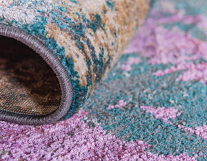 Multicolor 8' x 8' Aurora Round Area Rug 60% Polypropylene & 40% Polyester Living Dining Room Bedroom Office Modern Decor Carpet for Sale at Rug Engine