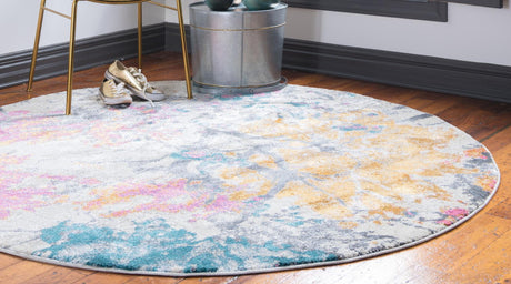 Beige 8' x 8' Aurora Round Area Rug 60% Polypropylene & 40% Polyester Living Dining Room Bedroom Office Modern Decor Carpet for Sale at Rug Engine