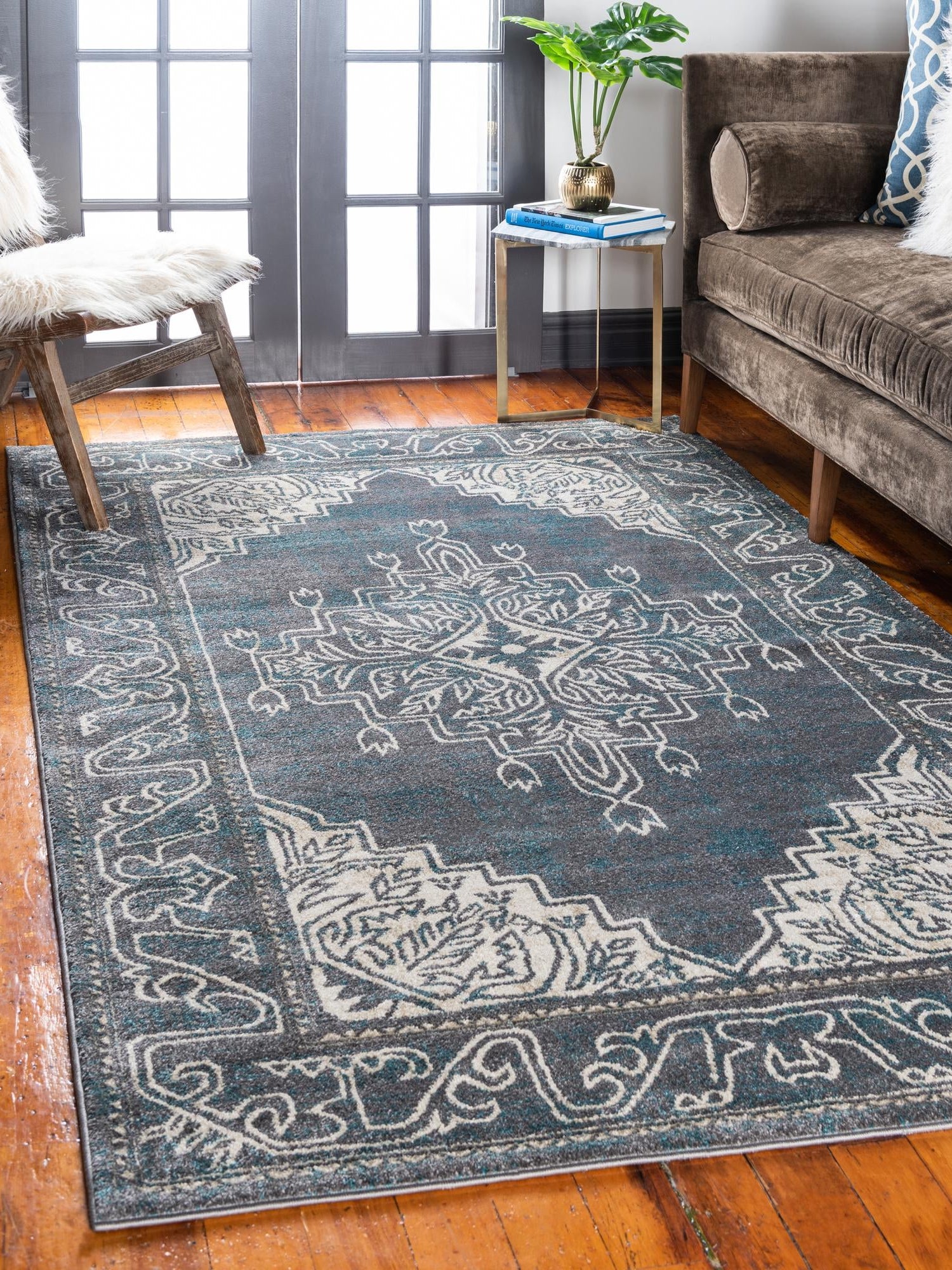 Gray 2' x 3' 1 Aurora Rectangle Area Rug 60% Polypropylene & 40% Polyester Living Dining Room Bedroom Office Modern Decor Carpet for Sale at Rug Engine