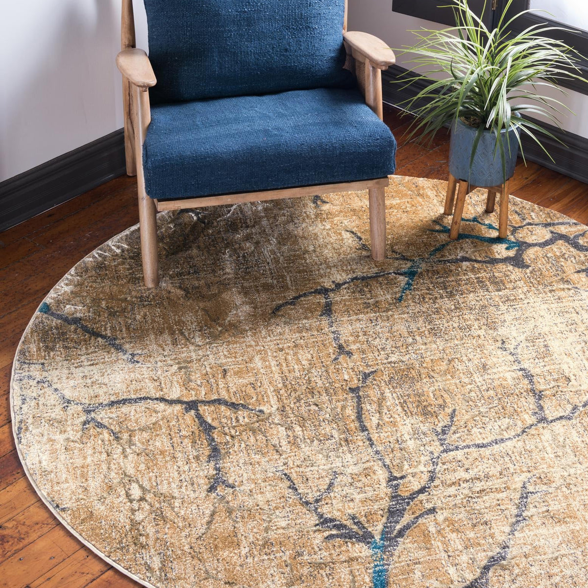 Light Brown 6' 1 x 6' 1 Aurora Round Area Rug 60% Polypropylene & 40% ...