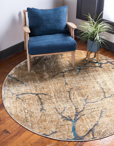 Light Brown 6' 1 x 6' 1 Aurora Round Area Rug 60% Polypropylene & 40% Polyester Living Dining Room Bedroom Office Modern Decor Carpet for Sale at Rug Engine