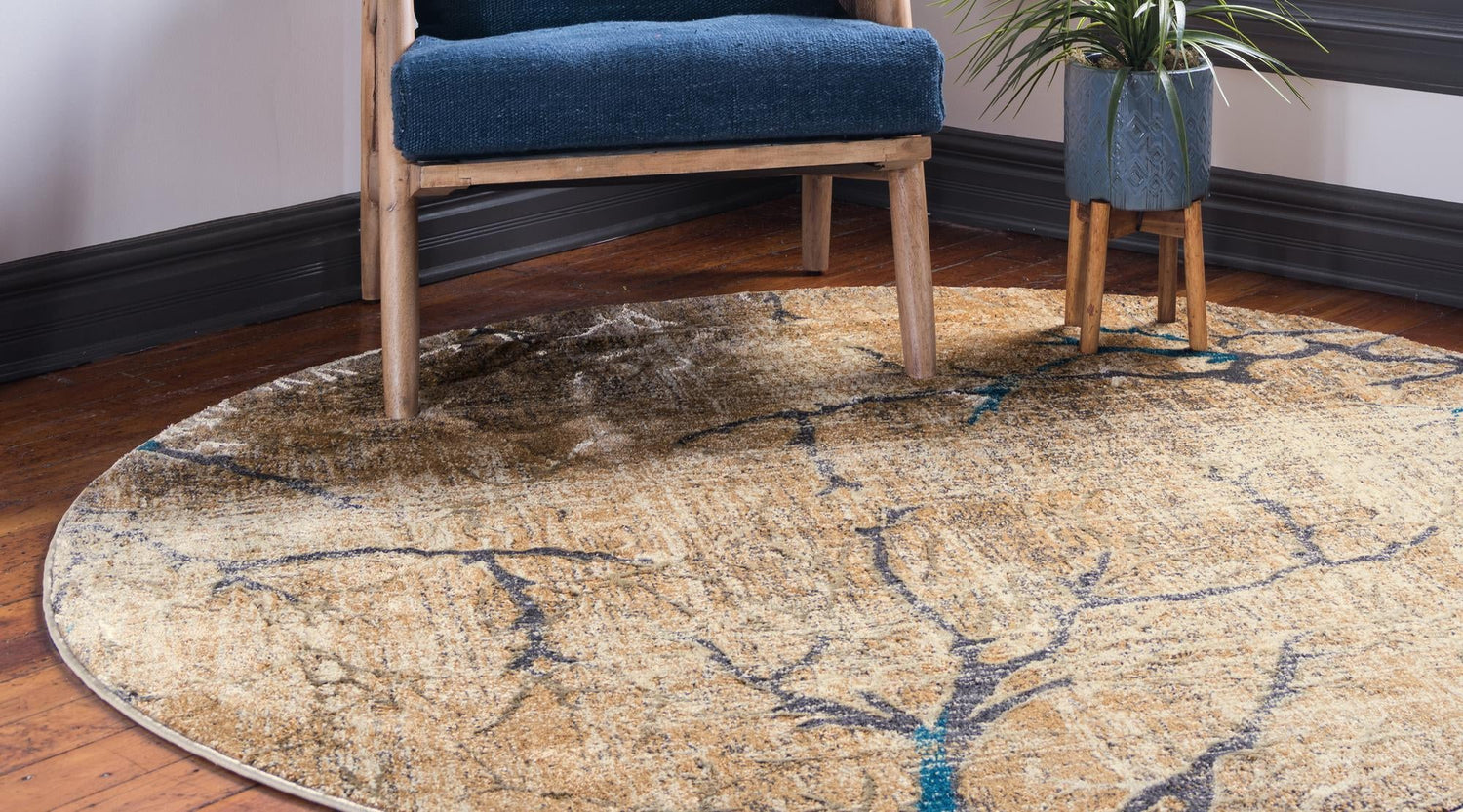 Light Brown 6' 1 x 6' 1 Aurora Round Area Rug 60% Polypropylene & 40% Polyester Living Dining Room Bedroom Office Modern Decor Carpet for Sale at Rug Engine
