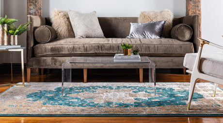 Teal 2' x 3' 1 Aurora Rectangle Area Rug 60% Polypropylene & 40% Polyester Living Dining Room Bedroom Office Modern Decor Carpet for Sale at Rug Engine