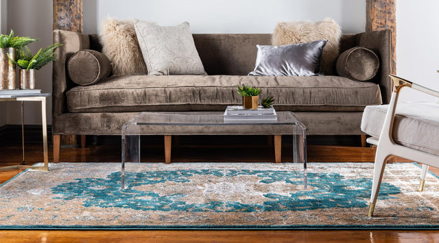 Teal 2' x 3' 1 Aurora Rectangle Area Rug 60% Polypropylene & 40% Polyester Living Dining Room Bedroom Office Modern Decor Carpet for Sale at Rug Engine