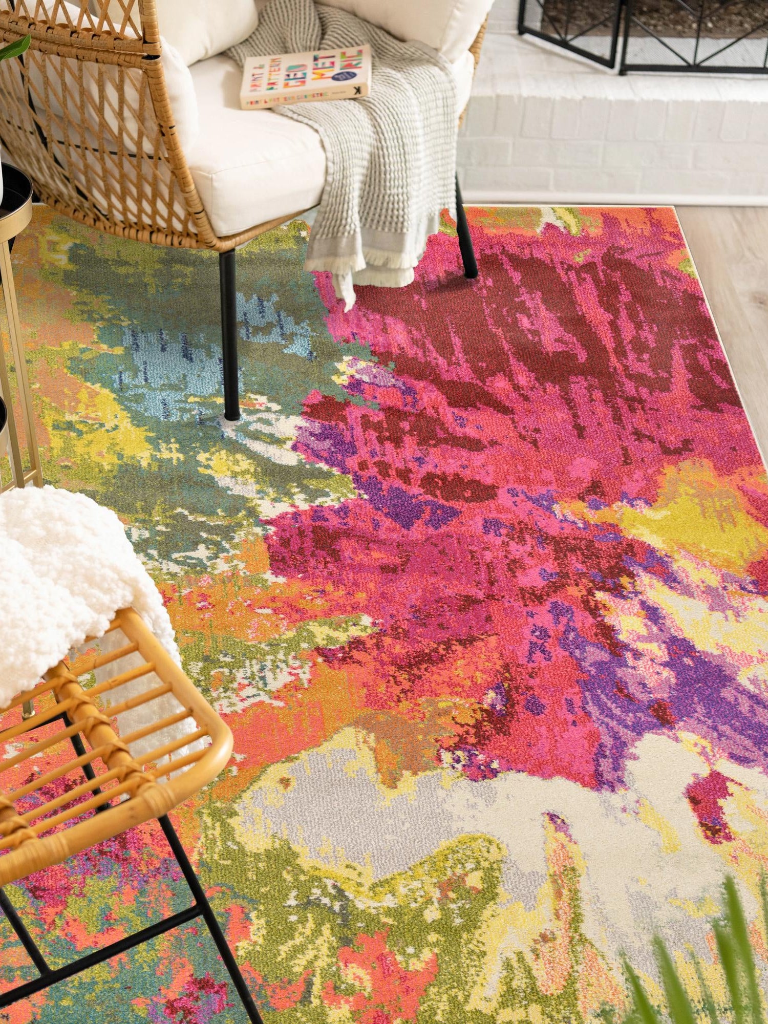 Multicolor 9' x 12' 2 Estrella Rectangle Area Rug 100% Polypropylene Non-Shedding Stain Resistant Carpet Colorful Modern Abstract Design Easy Clean for Home Decor for Sale at Rug Engine