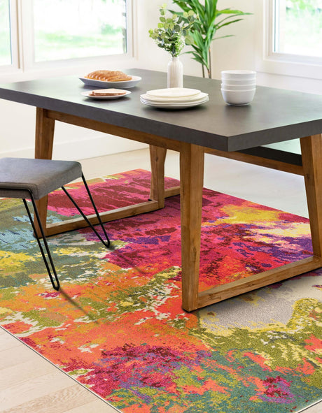 Multicolor 7' 1 x 10' Estrella Rectangle Area Rug 100% Polypropylene Non-Shedding Stain Resistant Carpet Colorful Modern Abstract Design Easy Clean for Home Decor for Sale at Rug Engine