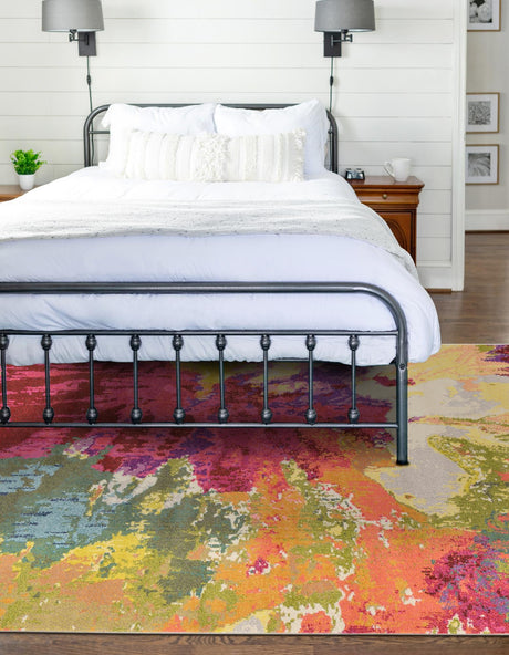 Multicolor 5' 1 x 8' Estrella Rectangle Area Rug 100% Polypropylene Non-Shedding Stain Resistant Carpet Colorful Modern Abstract Design Easy Clean for Home Decor for Sale at Rug Engine