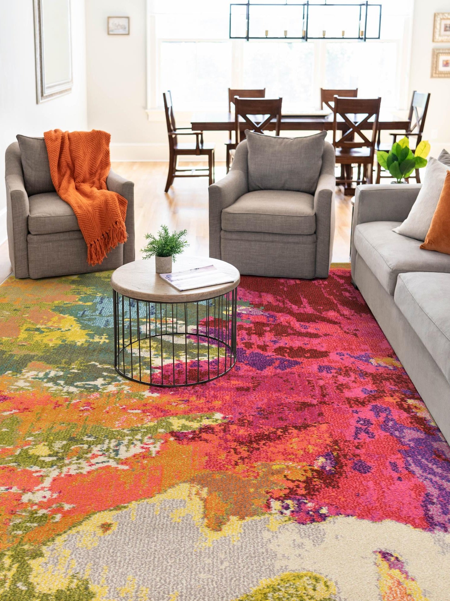 Multicolor 9' x 12' 2 Estrella Rectangle Area Rug 100% Polypropylene Non-Shedding Stain Resistant Carpet Colorful Modern Abstract Design Easy Clean for Home Decor for Sale at Rug Engine