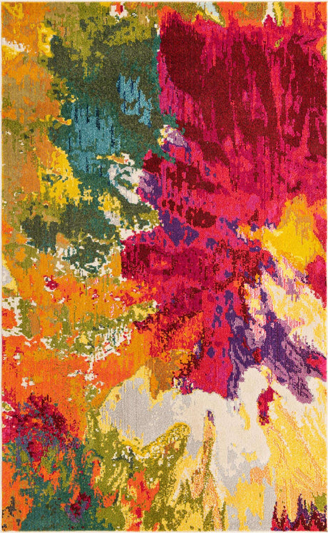 Multicolor 5' 1 x 8' Estrella Rectangle Area Rug 100% Polypropylene Non-Shedding Stain Resistant Carpet Colorful Modern Abstract Design Easy Clean for Home Decor for Sale at Rug Engine