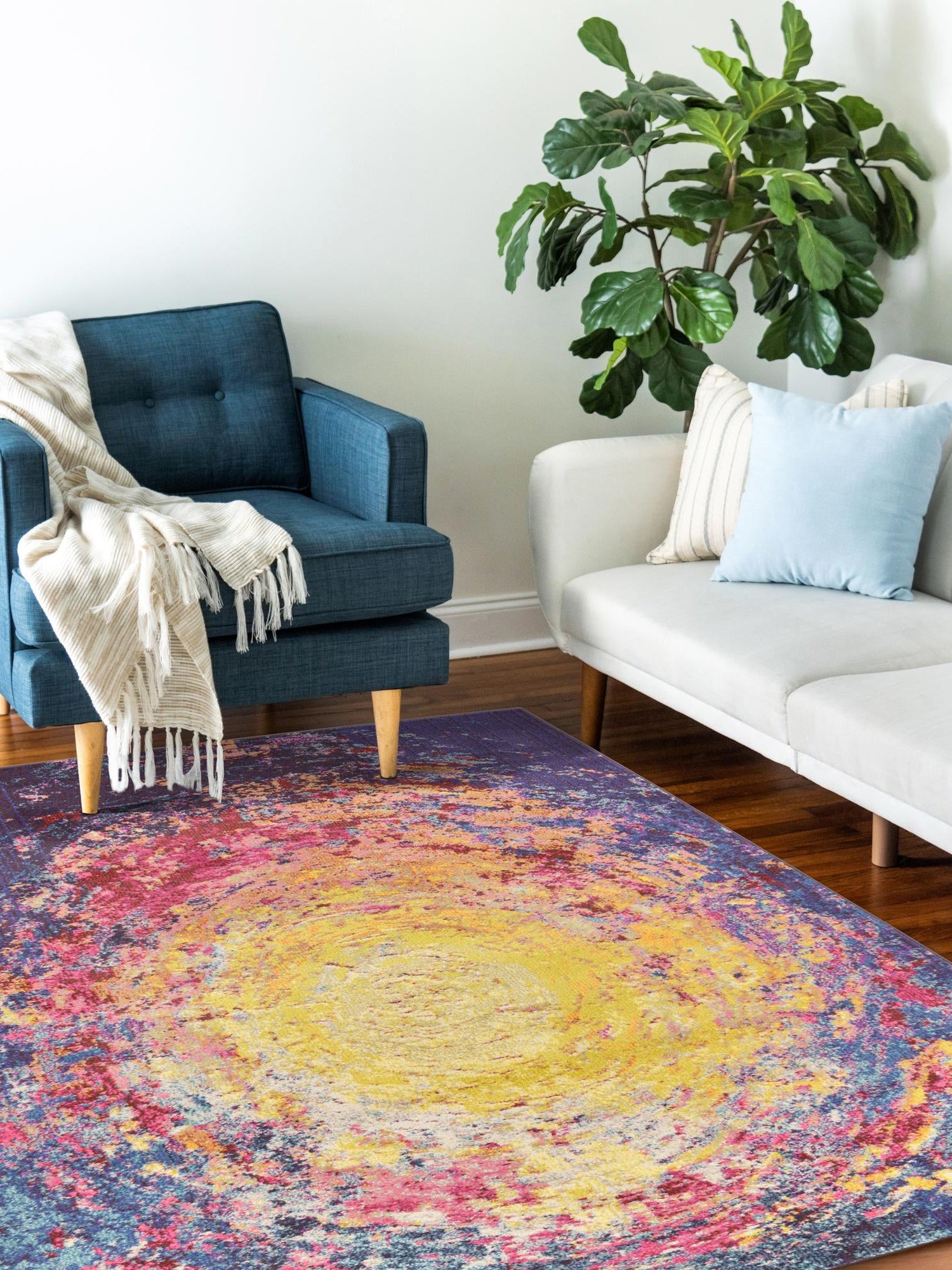 Multicolor 5' 1 x 8' Estrella Rectangle Area Rug 100% Polypropylene Non-Shedding Stain Resistant Carpet Colorful Modern Abstract Design Easy Clean for Home Decor for Sale at Rug Engine