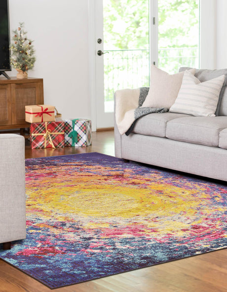 Multicolor 5' 1 x 8' Estrella Rectangle Area Rug 100% Polypropylene Non-Shedding Stain Resistant Carpet Colorful Modern Abstract Design Easy Clean for Home Decor for Sale at Rug Engine