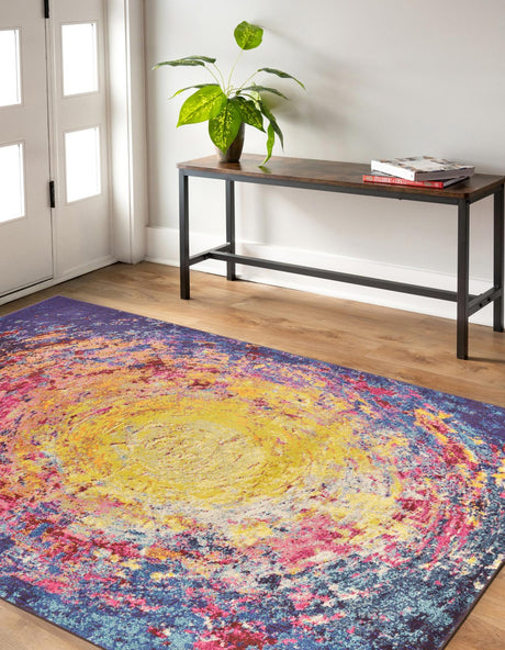 Multicolor 4' 1 x 6' 1 Estrella Rectangle Area Rug 100% Polypropylene Non-Shedding Stain Resistant Carpet Colorful Modern Abstract Design Easy Clean for Home Decor for Sale at Rug Engine