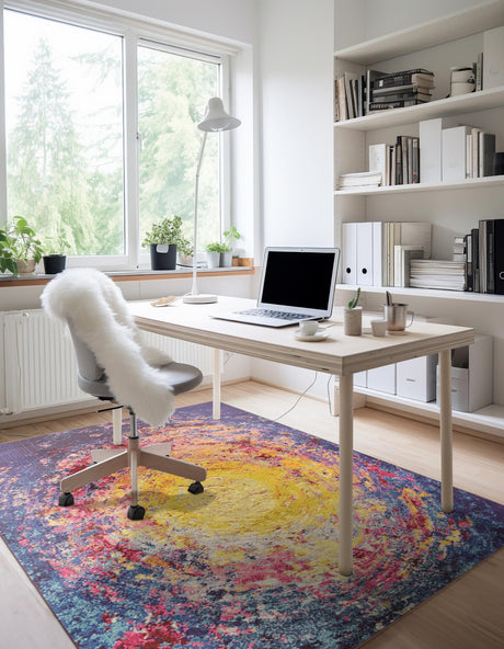 Multicolor 9' x 12' 2 Estrella Rectangle Area Rug 100% Polypropylene Non-Shedding Stain Resistant Carpet Colorful Modern Abstract Design Easy Clean for Home Decor for Sale at Rug Engine