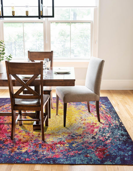 Multicolor 9' x 12' 2 Estrella Rectangle Area Rug 100% Polypropylene Non-Shedding Stain Resistant Carpet Colorful Modern Abstract Design Easy Clean for Home Decor for Sale at Rug Engine