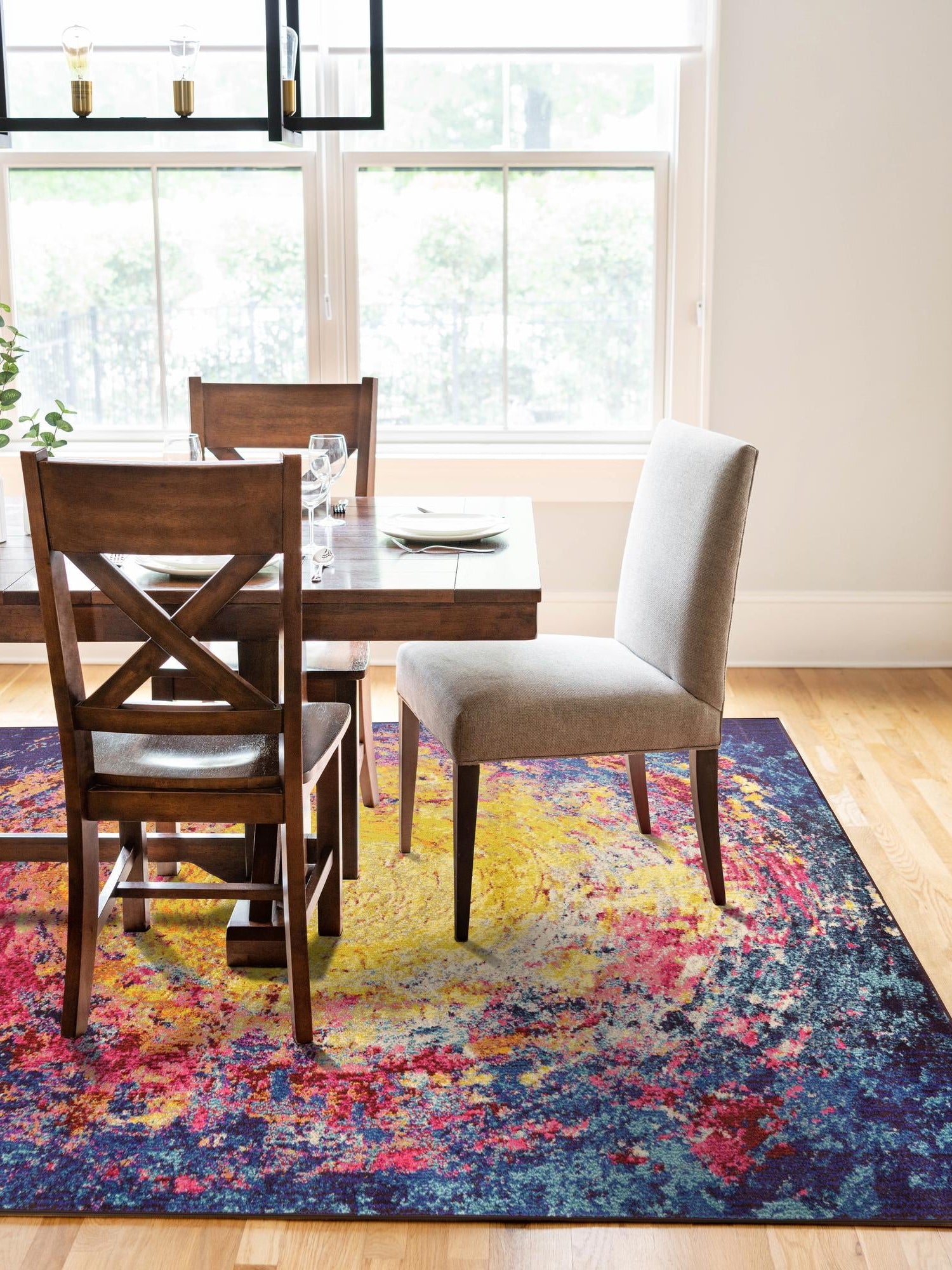 Multicolor 5' 1 x 8' Estrella Rectangle Area Rug 100% Polypropylene Non-Shedding Stain Resistant Carpet Colorful Modern Abstract Design Easy Clean for Home Decor for Sale at Rug Engine