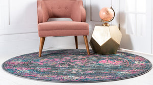 Gray 8' x 8' Aurora Round Area Rug 60% Polypropylene & 40% Polyester Living Dining Room Bedroom Office Modern Decor Carpet for Sale at Rug Engine