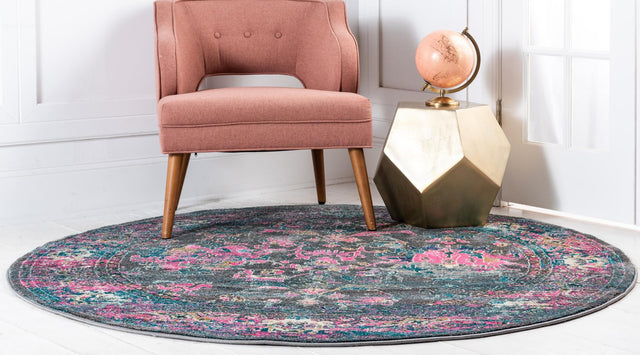Gray 8' x 8' Aurora Round Area Rug 60% Polypropylene & 40% Polyester Living Dining Room Bedroom Office Modern Decor Carpet for Sale at Rug Engine