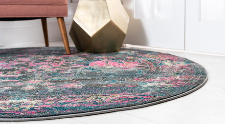 Gray 6' 1 x 6' 1 Aurora Round Area Rug 60% Polypropylene & 40% Polyester Living Dining Room Bedroom Office Modern Decor Carpet for Sale at Rug Engine