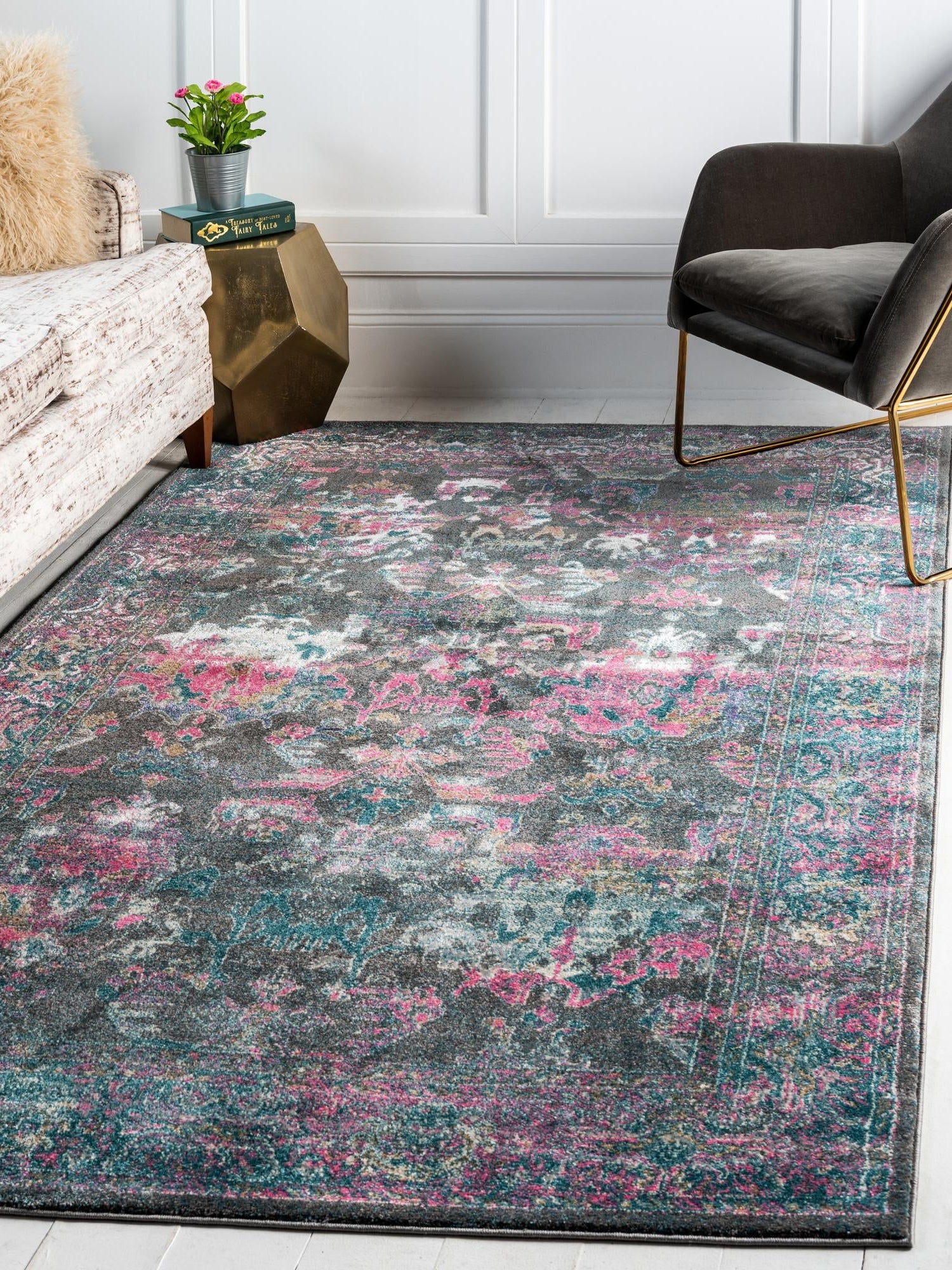 Gray 2' x 3' 1 Aurora Rectangle Area Rug 60% Polypropylene & 40% Polyester Living Dining Room Bedroom Office Modern Decor Carpet for Sale at Rug Engine