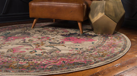 Beige 6' 1 x 6' 1 Aurora Round Area Rug 60% Polypropylene & 40% Polyester Living Dining Room Bedroom Office Modern Decor Carpet for Sale at Rug Engine