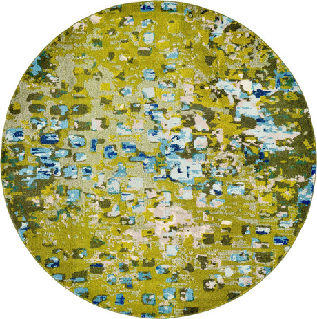Green 8' x 8' Jardin Round Area Rug 100% Polypropylene With Cotton Backing Colorful & Vivid Modern Carpet for Home Decor for Sale at Rug Engine