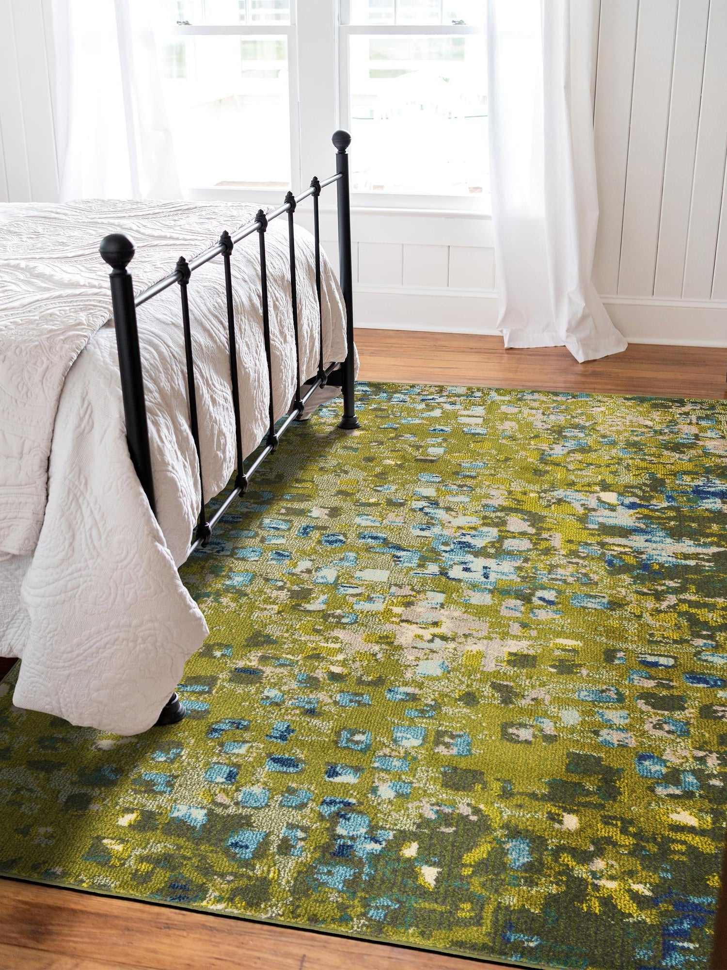 Green 10' 6 x 16' 5 Jardin Rectangle Area Rug 100% Polypropylene With Cotton Backing Colorful & Vivid Modern Carpet for Home Decor for Sale at Rug Engine