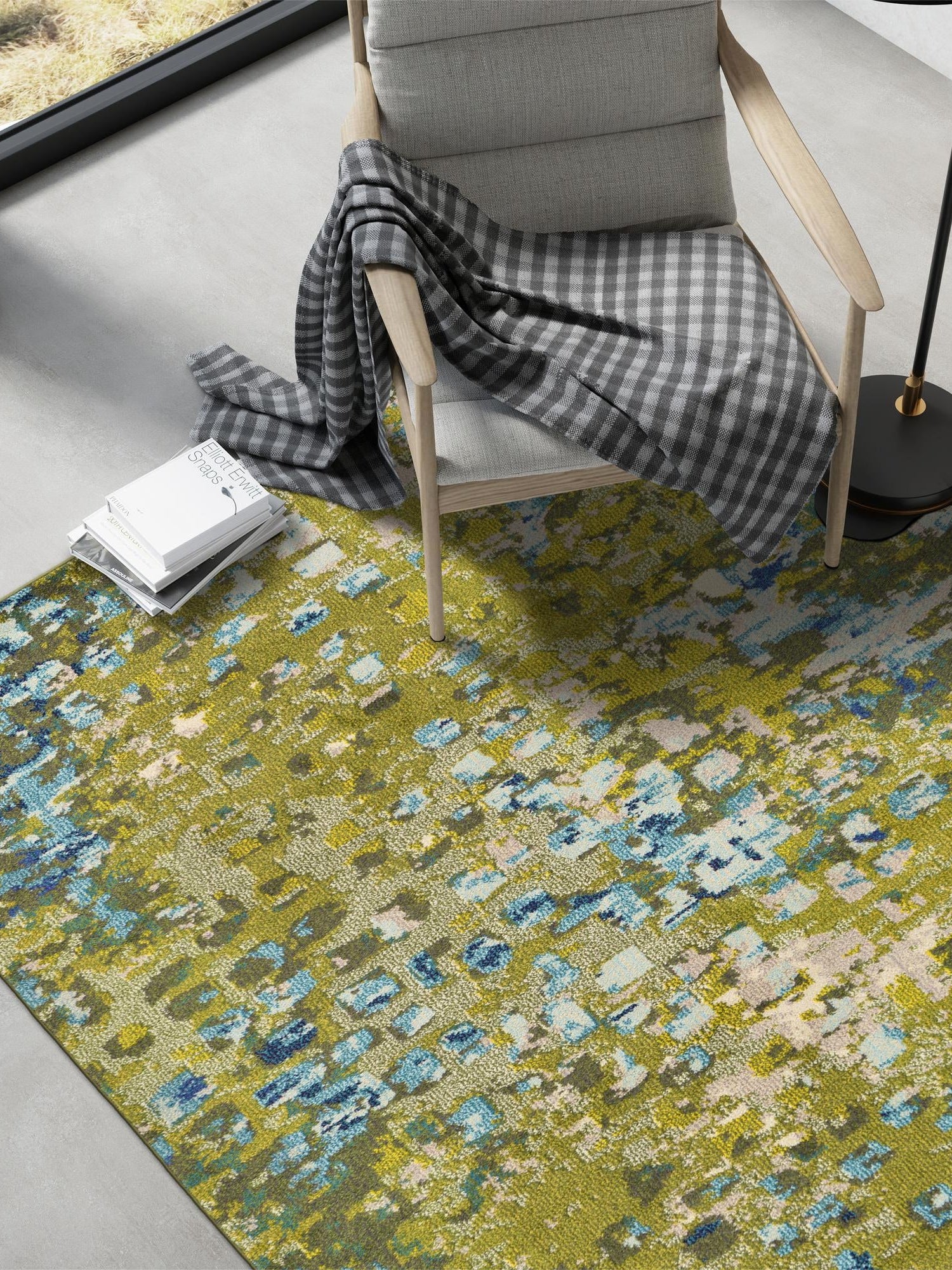 Green 4' 1 x 6' 1 Jardin Rectangle Area Rug 100% Polypropylene With Cotton Backing Colorful & Vivid Modern Carpet for Home Decor for Sale at Rug Engine